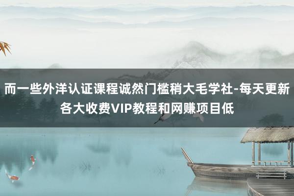而一些外洋认证课程诚然门槛稍大毛学社-每天更新各大收费VIP教程和网赚项目低